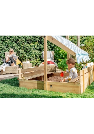 Plum Gölgelikli Ahşap Kum Havuzu Çok Renkli