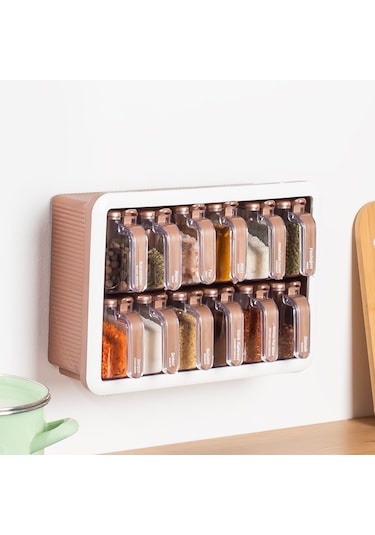 Porsima 1120 12li Standlı Kaşıklı Kapaklı Baharatlık Seti Bakır B Beyaz