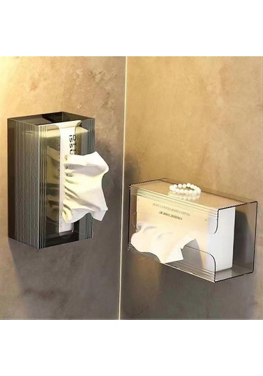 Duvara Monte Mendil Kutusu, Banyo, Yatak Odası, Şifonyer, Tezgah, Masa İçin Plastik Mendil Kutusu, Beyaz Mendil Kutusu.
