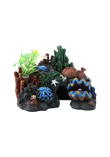 Qingmipy Toxic-free Reçine Akvaryum Dekorasyonu - Renkli Sahte Mercan, Balıkların Gizlenme Yeri, Tuzlu Ve Taze Su Uyumlu