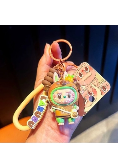 Novahub Yeni Karikatür Hasır Şapka, Labubu Kumaş, Küçük Koyun Anahtarlık, Sevimli Kadın İçin Dekorasyon Anahtar Zinciri