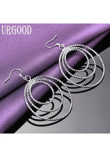 925 Ayar Gümüş Şerit Üç Yüzük Kolye Küpe Moda Takı