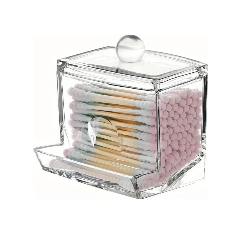 Xuweiwei Büyük Kapasiteli Şeffaf Pamuklu Çubuk Saklama Kavanozu Banyo Kullanımı Şeffaf