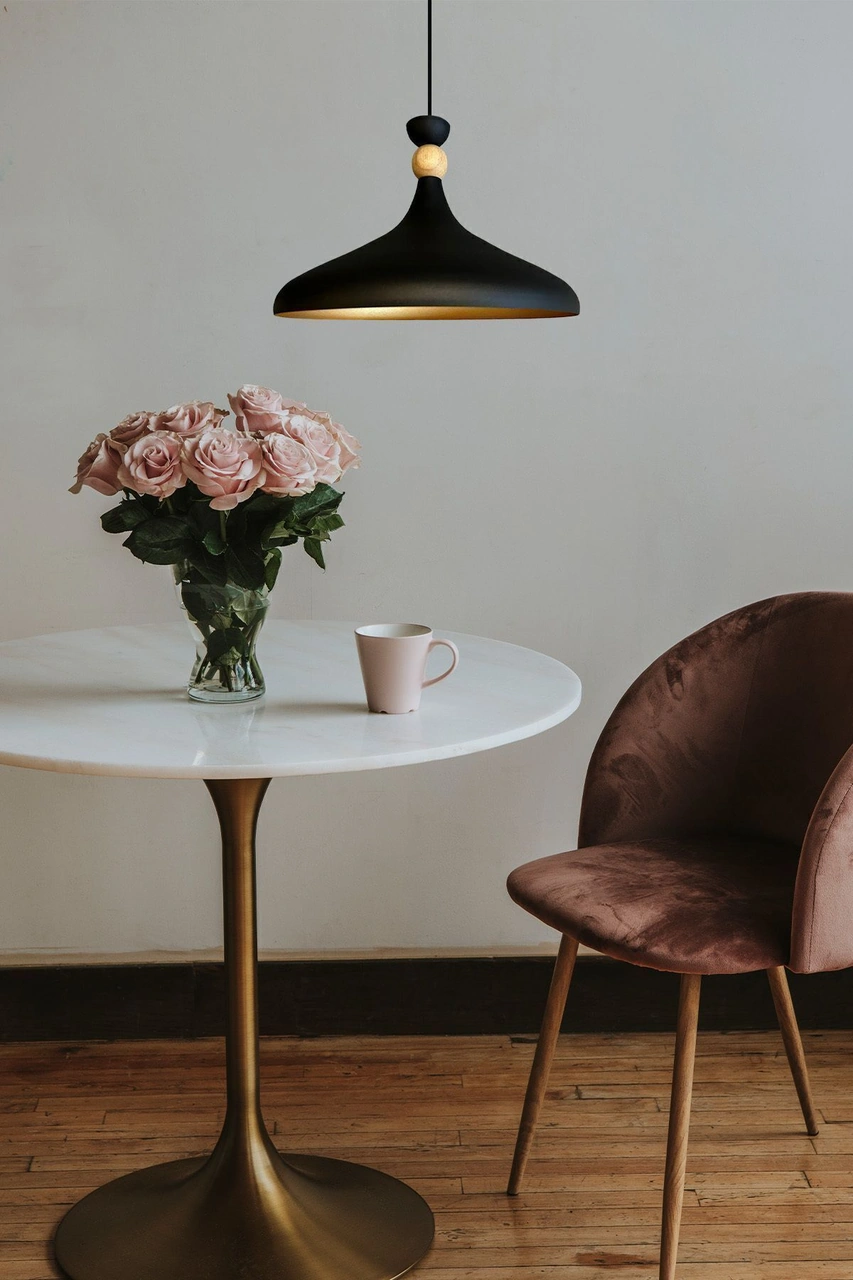 Champion Siyah Ahşap Şapka Tekli Avize Sarkıt Salon Mutfak Cafe Butik Lamba Aydınlatma Avizeler Siyah