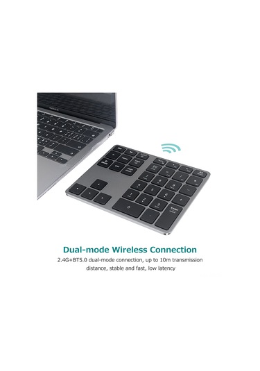 Reedark Kablosuz 35 Tuşlu Sayı Klavyesi 2.4g+bt5.0 Çift Mod 300mah Şarjlı Akü Alüminyum Kasa Muhasebe/finans İçin Siyah Diğer