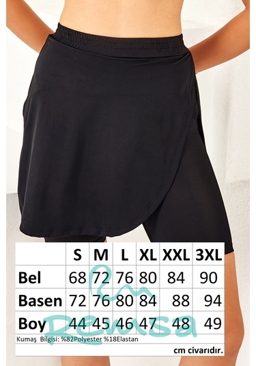 Kadın Havuz Deniz Şort Etek Mayo 4414 Siyah Siyah