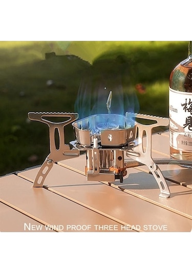 Pazly Yürüyüş Üniforma Taşınabilir 3 Sobası, Rüzgar Geçirmez Kamp Isıtma Gaz Fırın Çekirdekli Zf Gümüş Gümüş