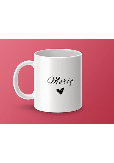 Meriç İsimli Kupa Bardak, İsimli Bardak, Hediye Kupa Bardak, Kahve Kupa Bardak Beyaz