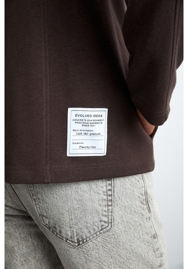 Calpe Erkek Skuba Interlok Kumaşlı Organik Pamuklu Fermuarlı Cepli Şık Gömlek Tipi Kahverengi Ceket