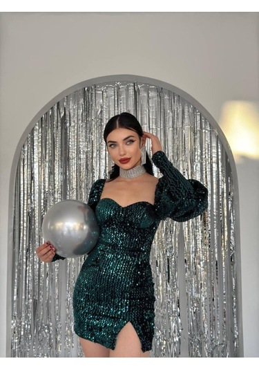 S-pazarım Nico Pul Payet Elbise Yeşil