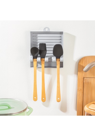 Porsima Org-85-1 Kaşık Ve Kapak Tutucu Kaşık Kepçe Altlığı Gri