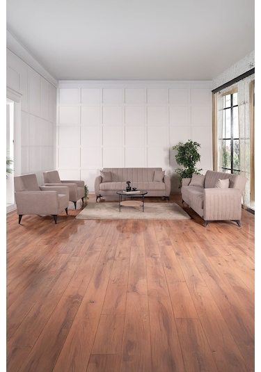 Kilim Mobilya Linda Koltuk Takımı 3 3 B B Açık Kahverengi