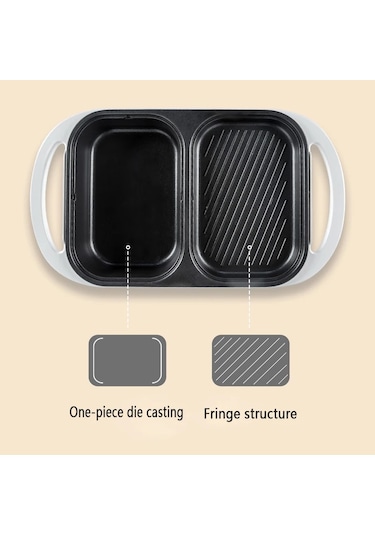 2'si 1 Arada Yapışmaz Shabu Tencere Ve Tava Çoklu Pişiriciler Beyaz