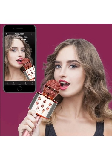 Kablosuz Bluetooth Karaoke Mikrofon Hoparlör Şarj Edilebilir El