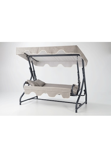 Erinöz Olea 3 Kişilik Bahçe Balkon Teras Salıncağı - Kırçıllı Gri