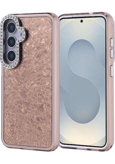 Samsung Uyumlu Galaxy S24 Kılıf Taşlı Tasarımlı Zore Kapi Kapak Gold