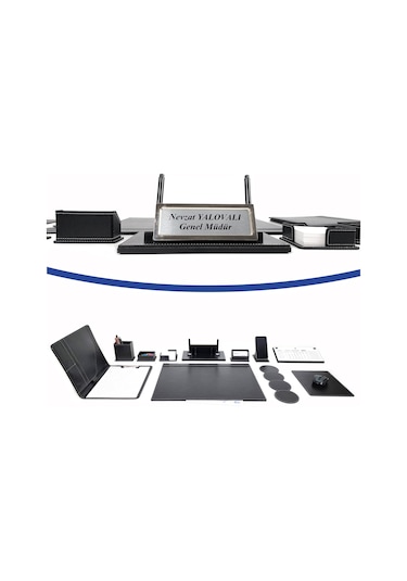 Arena Kişiye Isimlikli Siyah Deri Sümen Takımı 11 Parça