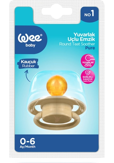 Wee Baby Pure Yuvarlak Uçlu Kauçuk Emzik No:1 Krem 0-6 Ay