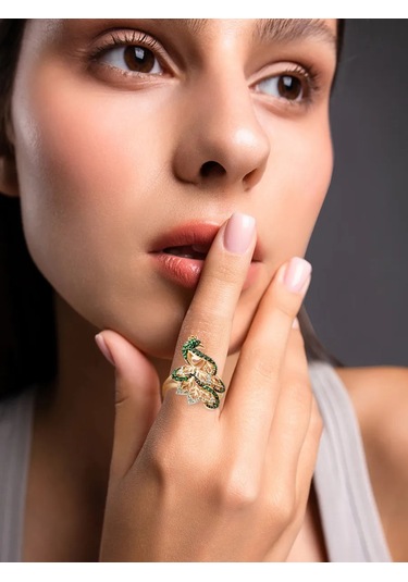 Lamponi Ürün: Altın Kaplamalı Kuşun Ateş Rengi 925 Ayar Gümüş Zümrüt Yüzük 100673941 Altın