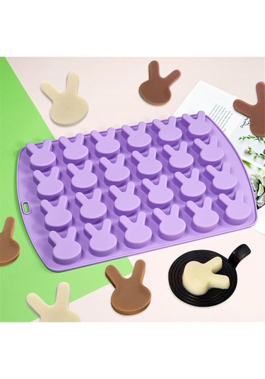 Adet Paskalya Tavşanı Silikon Kalıp Çikolata İçin 24 Boşluk Mor
