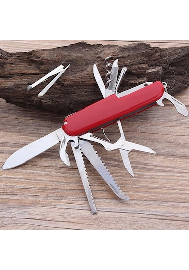 Valkyrie 11 Fonksiyonlu İsviçre Outdoor Kamp Cep Çakısı Kırmızı