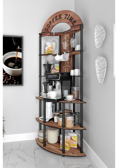 Ristretto Kahve Köşesi Rafı Ceviz Ceviz