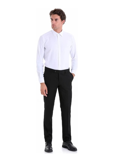 Hatemoğlu Slim Fit Pamuklu Uzun Kollu Erkek Gömlek - Beyaz