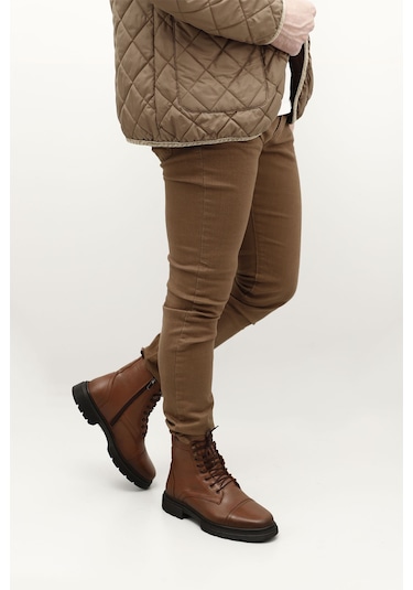 Gönderi R Taba Floter Gön Hakiki Deri Fermuarlı Bağcıklı Erkek Postal Bot 81501 Taba Floter