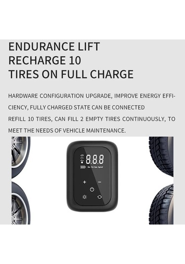 Çok Fonksiyonlu Taşınabilir Araba Elektrikli Kablosuz Lastik Şişirme Kompresör & Hava Pompası Dokunmatik Ekran Düğmesi