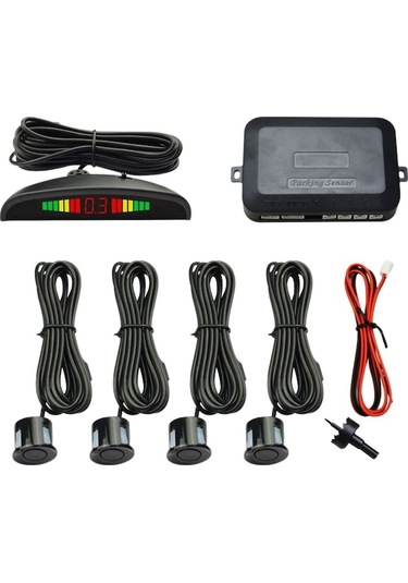 12v Araç Park Sensörü, 4 Problu Led Ekranlı Geri Görüş Sistemi, Renkli Alarmlı Güvenlik Çözümü