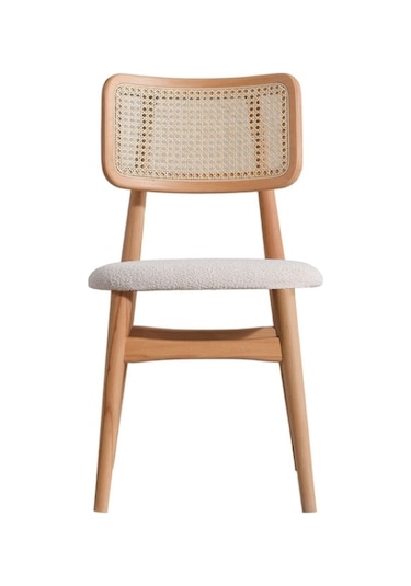 Helios Beyaz Hazeranlı Natural Ahşap Bohem Sandalye