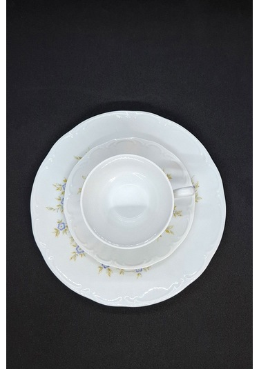 J-aeger Alman Vintage Çay Fincanı 3 Parça 210 Ml Mavi - Beyaz