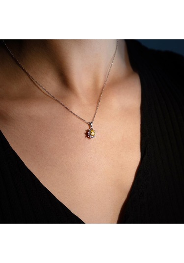 Keops Pırlanta Pırlanta Damla Sitrin Baget Taşlı Kolye