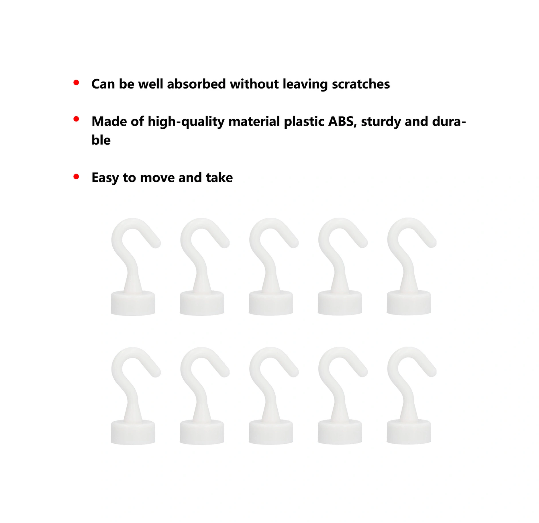 Moveevo 10'lu Ağır Duty Abs Manyetik Kanca Seti - Buzdolabı/mikrodalga Uyumlu, 5kg Yüke Dayanır, Hafif Ve Dayanıklı Tasarım Diğer