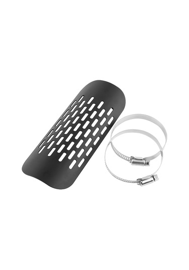 Geeroyoo Motorsiklet Boru Isı Koruması - Paslanmaz Çelik, Soğutma Delikleri, Ayarlanabilir Klempler, Siyah Düz Desen, Güvenli Kullanım