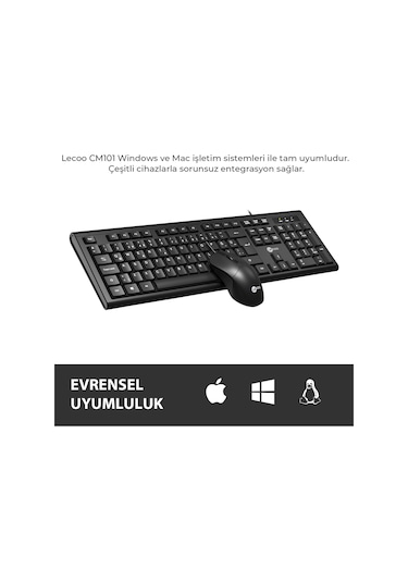 Lecoo CM101 USB Kablolu Türkçe Q Klavye & Mouse Set