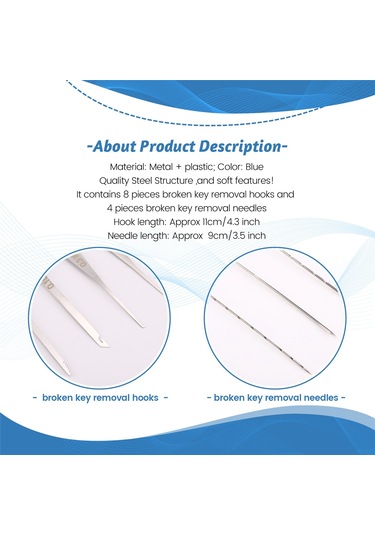 12 Adet Mavi Kilit Açma Kırık Anahtar Çıkarma Oto Çilingir Aracı