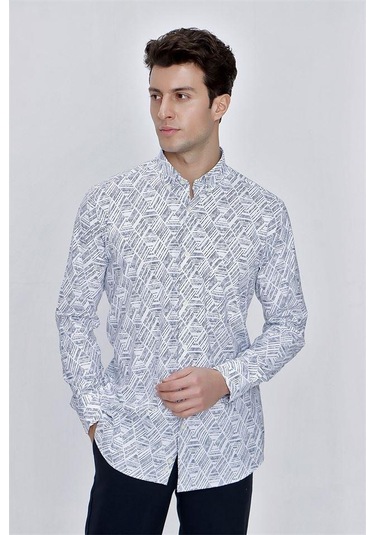 Koyu Lacivert Uzun Kol Baskılı Düğmeli Yaka Cepli Comfort Fit Rahat Kesim Klasik Gömlek 1004225201-koyu Lacivert Koyu Lacivert Koyu Lacivert Uzun Kol Baskılı Düğmeli Yaka Cepli Comfort Fit Rahat Kesim Klasik Gömlek 1004225201-koyu Lacivert Koyu Lacivert