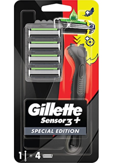 4 Adet Gillette Sensor3 Plus Black Tıraş Makinesi + 4'lü Yedek Başlık