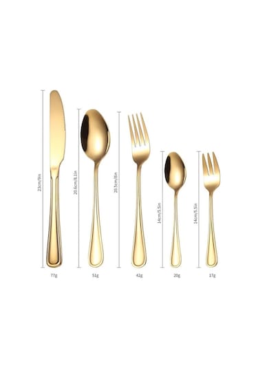 Novahub Altın Paslanmaz Çelikten Yemek Kaşığı Seti, 5 Parça, Mutfak Kesme Aletleri Seti, Bıçak, Çatal Bıçak Çatal Bıçak Kaşık Tk. 56882859 Altın Altın