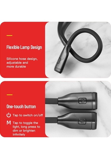 Ebitda Boyun Okuma Işığı Led, Gece Koşu Işığı, Şarj Edilebilir, Su Geçirmez, Siyah Siyah