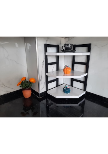 Akıs Home  Üçlü Tezgah Üstü Köşe Raf Beyaz