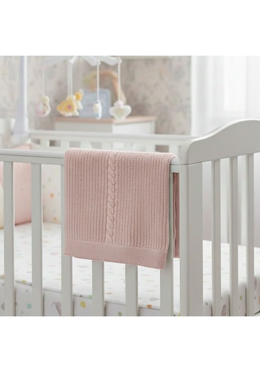 Sebi Bebe Triko Hattuş Battaniye 95x86 Cm 4152 Pembe