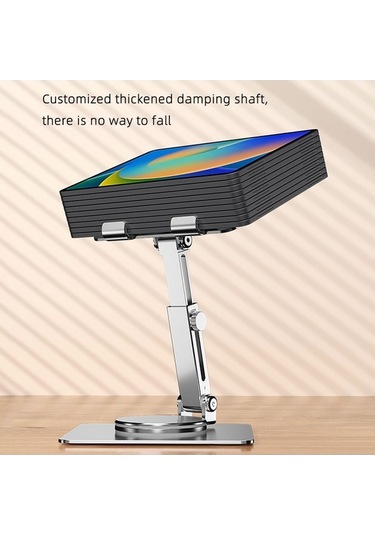 Ebitda Alüminyum Stand Ayarlanabilir Masaüstü Telefon Tutucu Mt136 Gri 360 Döndürülebilir, Yükseklik Ayarlanabilir, Katlanabilir, 4-13 İnç Uygun