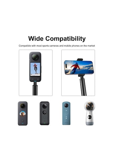 Tongxida Puluz 2m Metal Selfie Çubuğu Insta360 One Rs / X2 / X3 / X4 Siyah