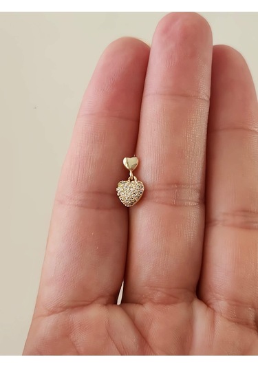 Eva Takı Store Kalp Bombeli Sallantılı Model Kıkırdak Tragus Helix Piercing Gold Altın Renk Küpe Altın