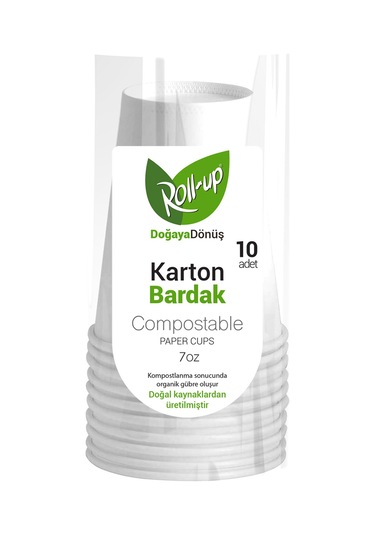Roll-up Doğaya Dönüşümlü Karton Bardak 7 Oz 10'lu Beyaz