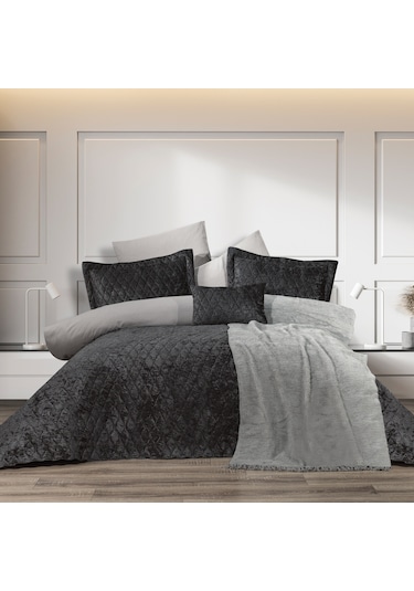Schafer Home Daily Kadife Çeyiz Seti-9 Parça-gri Gri