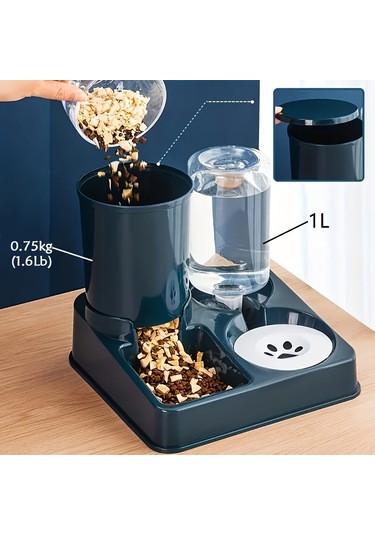 Ecronicword 2'si1 Arada Otomatik Evcil Hayvan Su Çeşmesi Besleyici Kedi Köpek