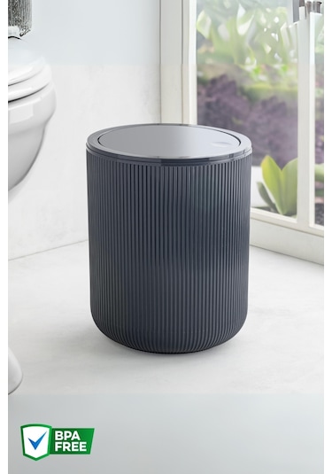 Nandy Home 4,5 Lt Yuvarlak Çöp Kovası, Banyo, Mutfak Çöp Kutusu Antrasit